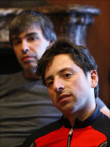 Google co-founders Larry Page (L) and Sergey Brin.