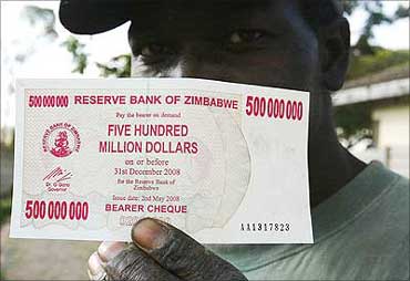 Inflation in Zimbabwe touched record heights.