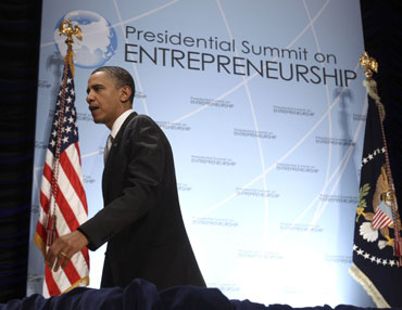 US President Barack Obama at the Entreprenerial Summit in Washington.