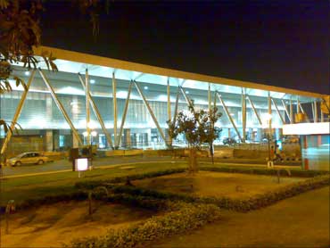 The airport at night.