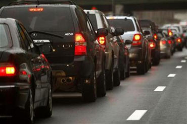 A traffic jam in New York.