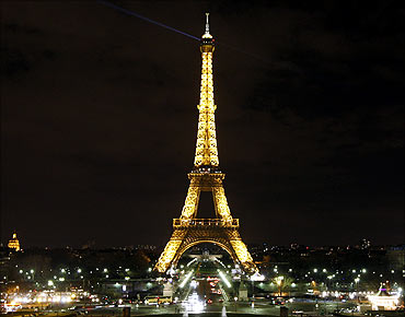 The Eiffel Tower before Earth Hour in Paris.