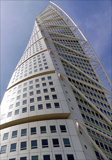 The 54-storied Turning Torso tower.