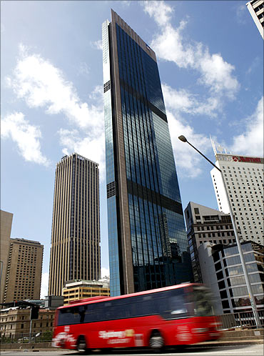 AXA Asia Pacific Holdings (centre) and the AMP Ltd buildings in central Sydney.