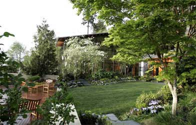 The landscaped garden at the house.