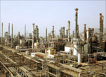 A view of Bharat Petroleum Corporation refinery
