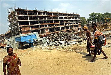The construction site of Shivaji stadium in New Delhi.