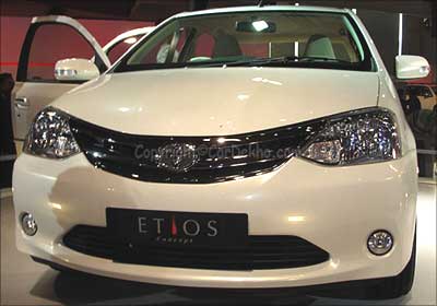 Toyota Etios full front view.