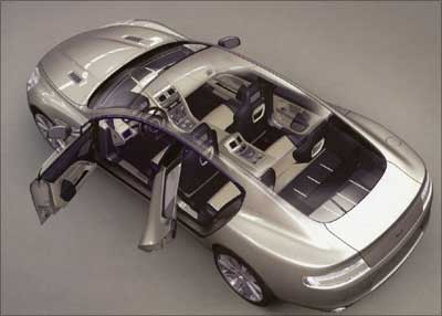 Interior view of Aston Martin Rapide.