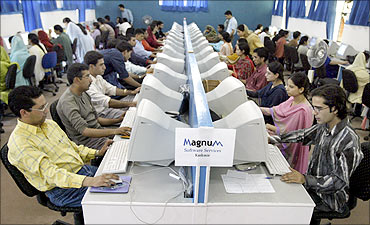 Call centre employees in India.