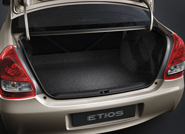 The spacious 595 ltr boot of the Etios.
