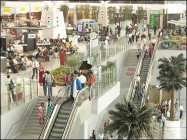 Travellers at the New Delhi airport's new terminal.
