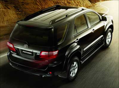 Rear view of Toyota Fortuner.