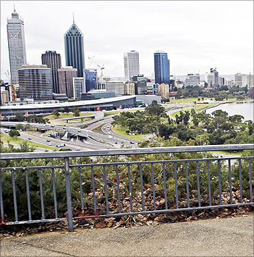 A view of the Perth city skyline from Kings Park.