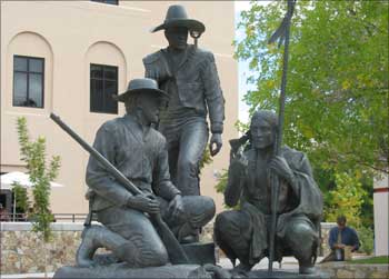 The Traders - a bronze sculpture at the New Mexico State University.