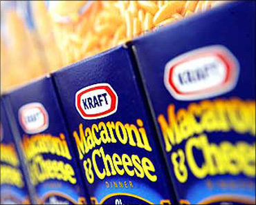 Kraft products displayed at the company's headquarters in Northfield, Illinois.