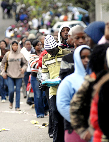 Thousands of hopeful job applicants queue for 200 positions advertised by the Metro Police in Durban.