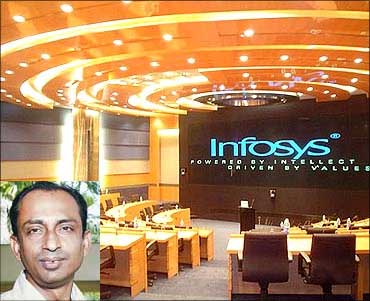 Inset: Infosys Technologies' head of global branding and corporate marketing, Aditya Nath Jha.