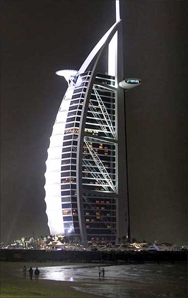 The Burj al Arab hotel of Dubai.