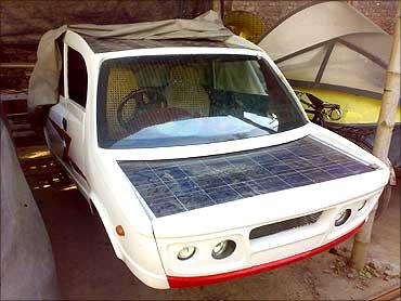 Solar hybrid car.