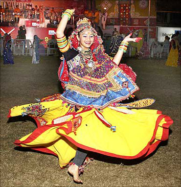 A Gujarati girl does the Raas Garba in Ahmedabad.