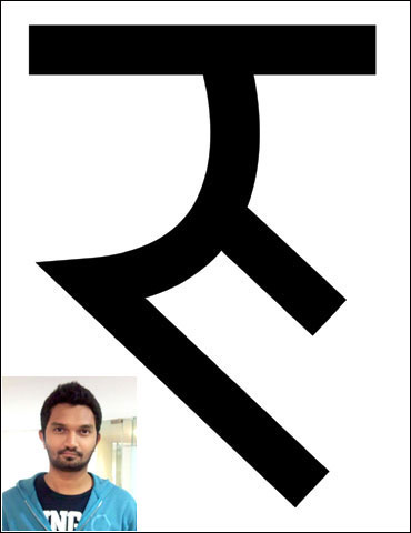 Hitesh's rupee symbol (inset) Hitesh Padmashali