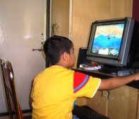 A child using comp