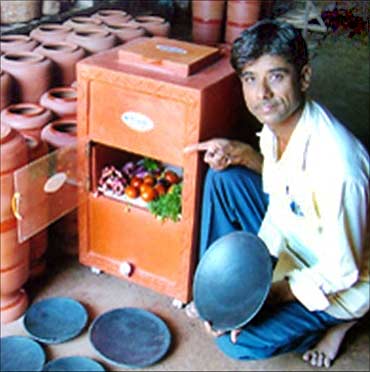 Mansukhbhai with his products.