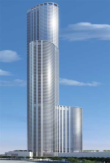 Design of the proposed WorldOne building in Mumbai.
