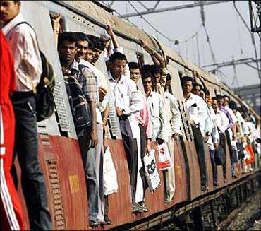 A crowded local train in India.