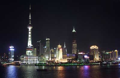 The glittering Shanghai skyline.