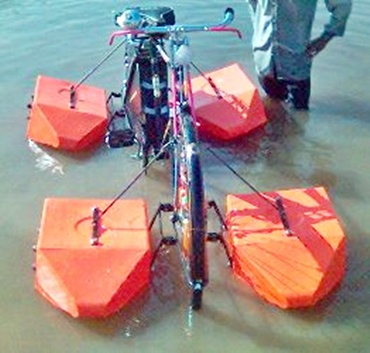 Amphibious cycle designed by Mohammad Saidullah.