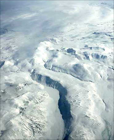 An aerial picture shows part of Europe's biggest glacier Vatnajokull, in south-eastern Iceland.