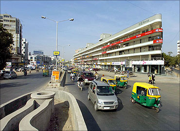 A busy road in Ahmedabad.