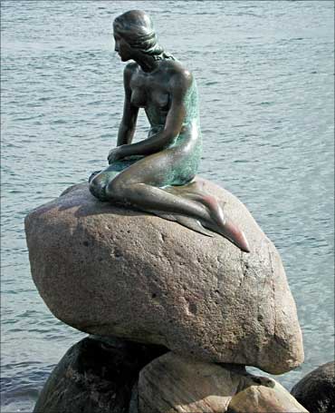 The Little Mermaid in Copenhagen, capital of Denmark.
