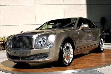 The Bentley Mulsanne, the British carmaker's new flagship automobile, is shown in San Francisco, California.