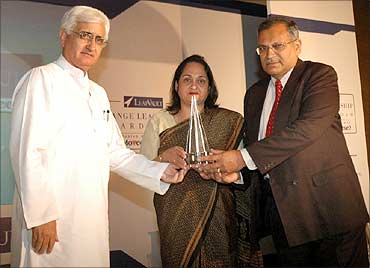 The late C K Prahalad's brother-in-law receives the award on his behalf.