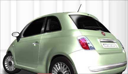 Rear view of Fiat 500.