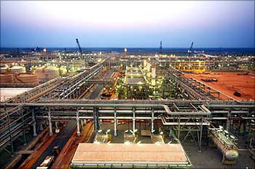 A refinery in the Krishna Godavari basin off Andhra Pradesh coast.
