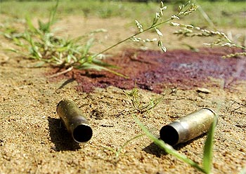 Bullet shells, a grim reminder of an encounter between security forces and Naxals.