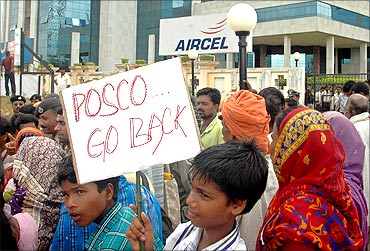 Villagers protest against Posco.