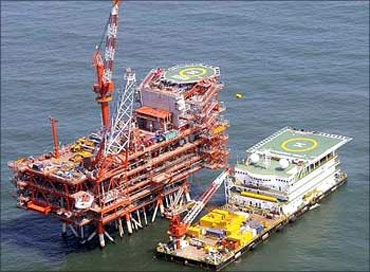 A Reliance offshore rig in the Krishna Godavari basin.