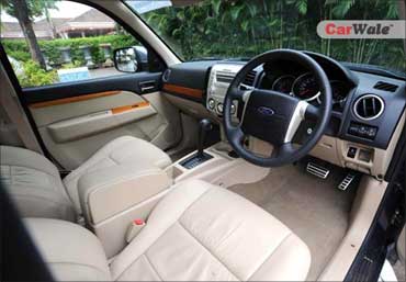 The interior of Ford Endeavour.