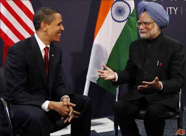 US President Barack Obama with PM Manmohan Singh.