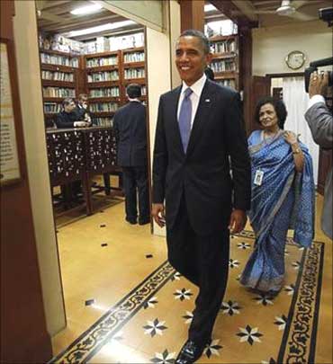 President Barack Obama at the Gandhi Museum in Mumbai on Nov 6, 2010.