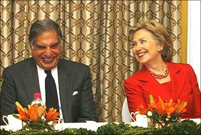 Ratan Tata with Hillary Clinton.