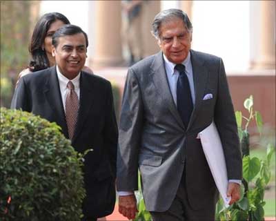 Ratan Tata with Mukesh Ambani.