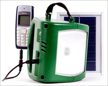 Solar lamp with mobile charger.