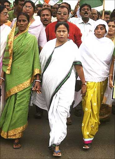 Mamata Banerjee participating in a protest march.