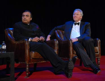 Mukesh Ambani and Jeffrey Immelt.